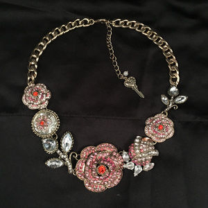 Betsey Johnson Pave Ombre Rose Statement Necklace